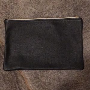 Black leather clutch